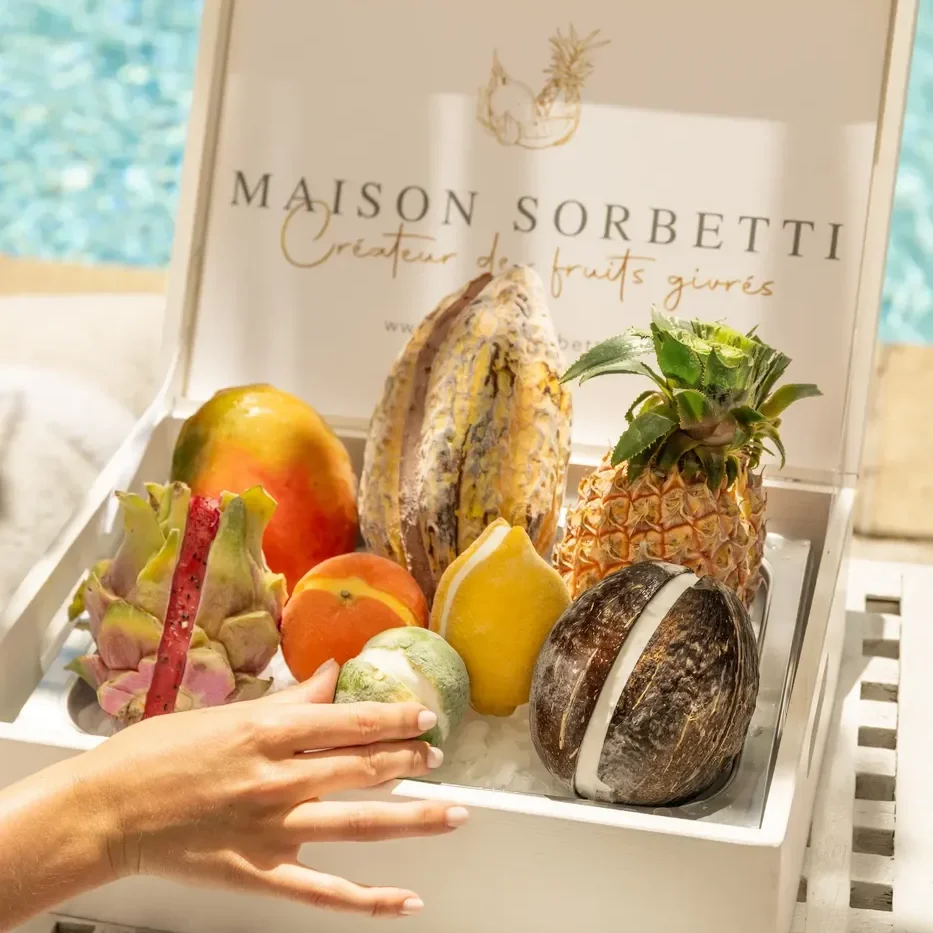Coffret Maison Sorbetti ouvert, livré à domicile