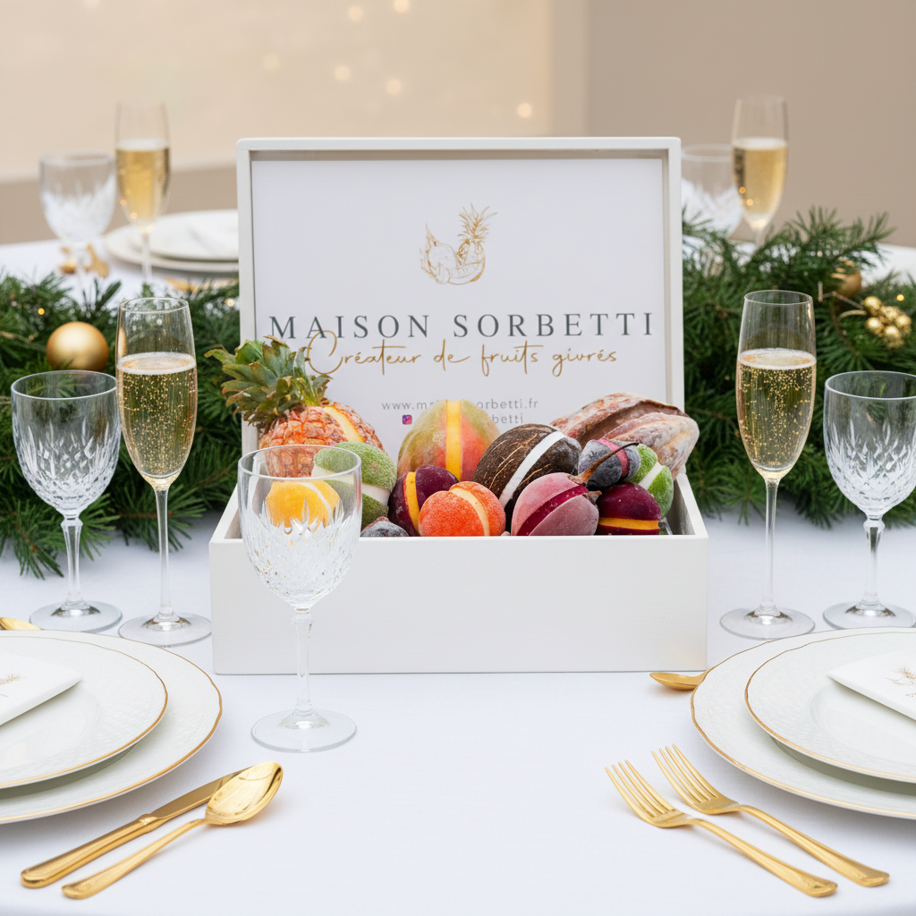 Coffret Maison Sorbetti sur table de fête