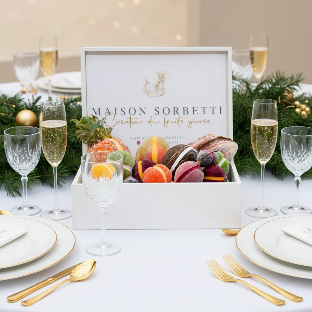 Coffret Maison Sorbetti sur table de fête